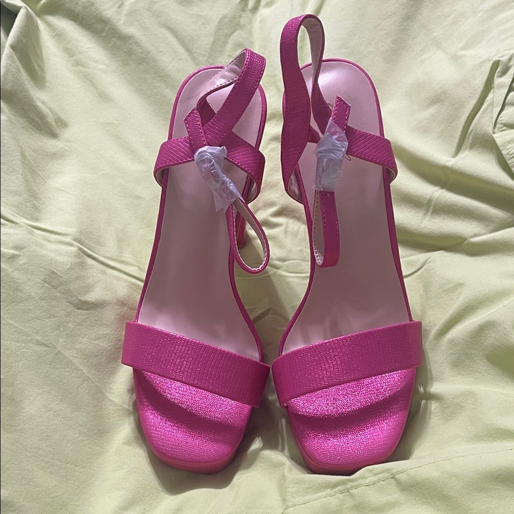 Prom shoes! Genshuo Hot Pink Strappy Heels